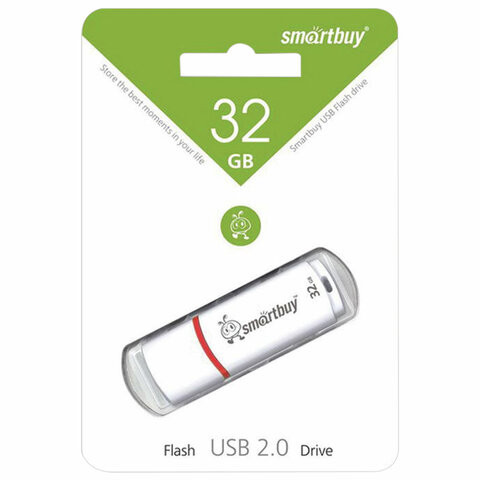 Флеш-диск 32 GB, SMARTBUY Crown, USB 2.0, белый, SB32GBCRW-W