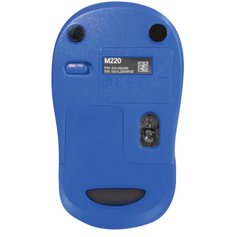 Мышь беспроводная LOGITECH M220, 2 кнопки + 1 колесо-кнопка, оптическая, сине-чёрная, 910-004879