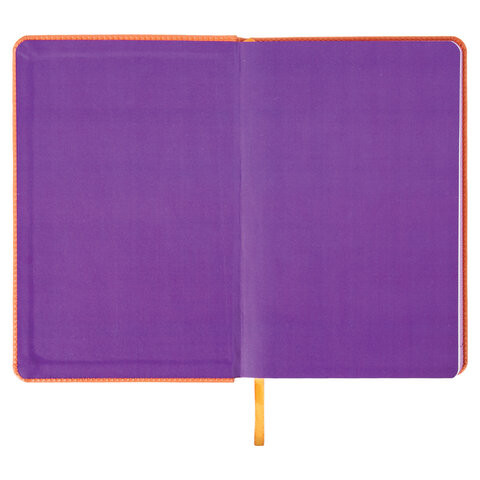 Ежедневник недатированный А5 (138x213 мм), BRAUBERG "Rainbow", кожзам, 136 л., оранжевый, 111668