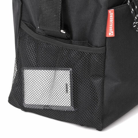 Сумка спортивная BRAUBERG MOVE с карманом, черная, 45x30x20 см, 271689
