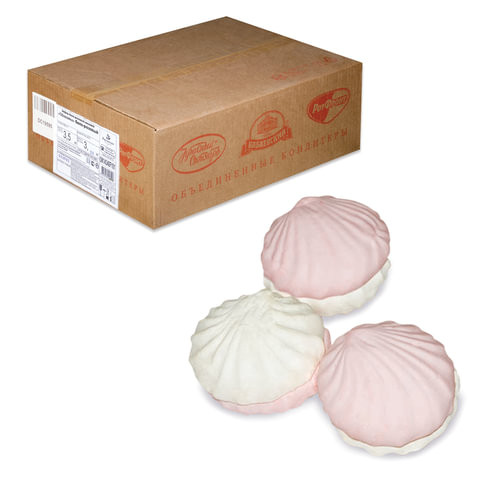 Зефир "Обожайка" бело-розовый, весовой, 3,5 кг, гофрокороб, ОК14148