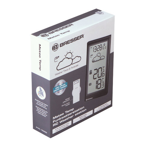 Метеостанция BRESSER Temp, термодатчик, часы, календарь, черный, 73262