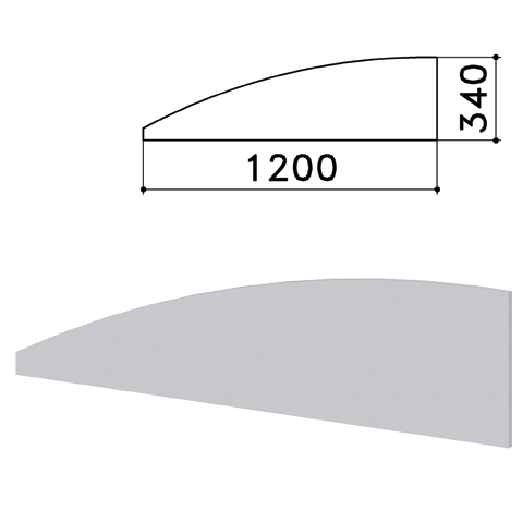 Экран-перегородка "Монолит", 1200х16х340 мм, цвет серый (КОМПЛЕКТ)