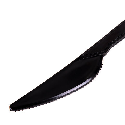 Одноразовые ножи 180 мм, КОМПЛЕКТ 50 шт., ЭТАЛОН, пластиковые, черные, БЕЛЫЙ АИСТ, 607841