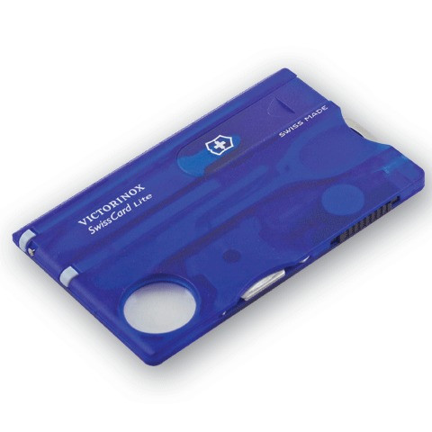 Подарочный набор "Швейцарская Карта" VICTORINOX "Swiss Card Lite", полупрозрачная синяя, 13 функций, 0.7322.T2