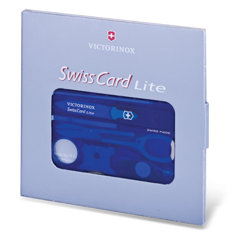 Подарочный набор "Швейцарская Карта" VICTORINOX "Swiss Card Lite", полупрозрачная синяя, 13 функций, 0.7322.T2