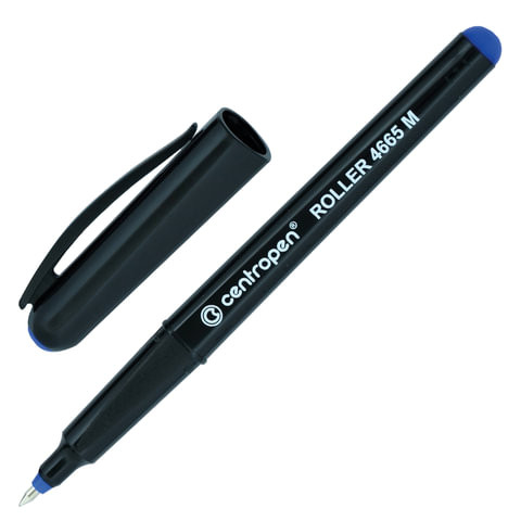 Ручка-роллер CENTROPEN, СИНЯЯ, трехгранная, корпус черный, узел 0,7 мм, линия письма 0,6 мм, 4665/1С, 3 4665 0106