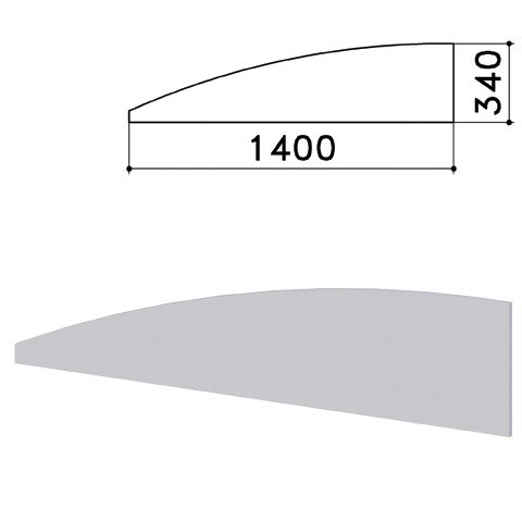 Экран-перегородка "Монолит", 1400х16х340 мм, цвет серый (КОМПЛЕКТ)