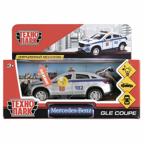 Машина металлическая "MERCEDES-BENZ GLE COUPE ПОЛИЦИЯ", 12 см, инерционная, ТЕХНОПАРК, GLE-COUPE-P-SL