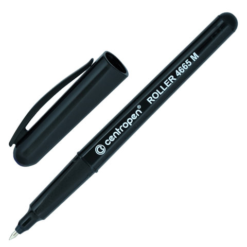 Ручка-роллер CENTROPEN, ЧЕРНАЯ, трехгранная, корпус черный, узел 0,7 мм, линия письма 0,6 мм, 4665/1Ч, 3 4665 0112