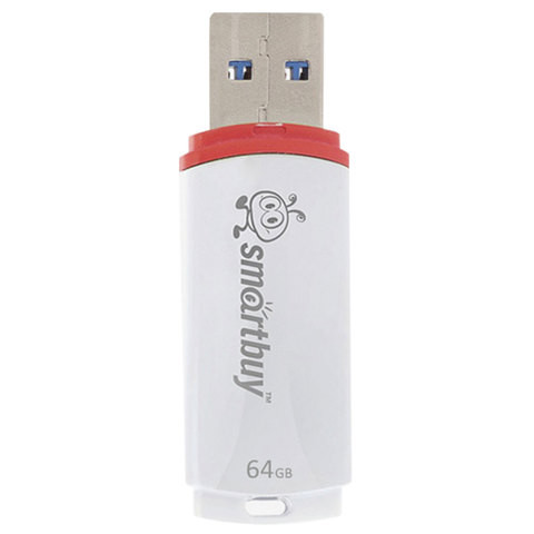 Флеш-диск 64 GB, SMARTBUY Crown, USB 2.0, белый, SB64GBCRW-W