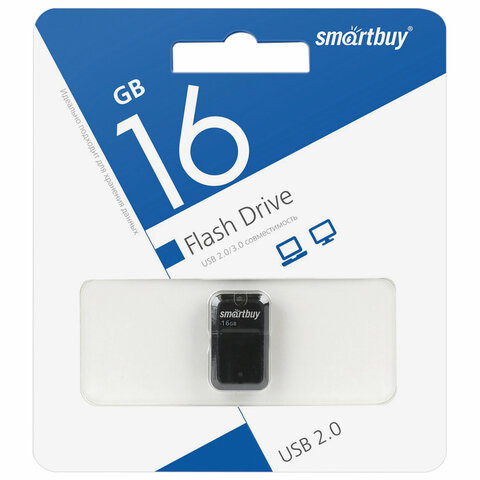 Флеш-диск 16 GB, SMARTBUY Art, USB 2.0, черный, SB16GBAK