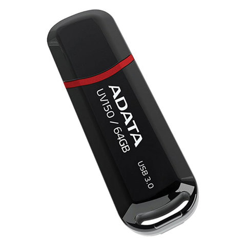 Флеш-диск 64 GB A-DATA UV150 USB 3.0, черный, AUV150-64G-RBK