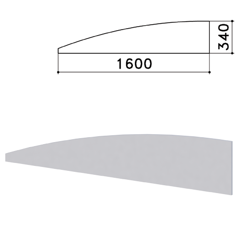 Экран - перегородка "Монолит", 1600х16х340 мм, цвет серый (КОМПЛЕКТ)