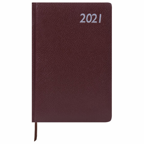 Еженедельник датированный 2021 А5 (145х215 мм) BRAUBERG "Profile", балакрон, коричневый, 111540