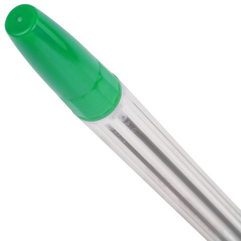 Ручка шариковая BRAUBERG "Line", ЗЕЛЕНАЯ, корпус прозрачный, узел 1 мм, линия письма 0,5 мм, 141342
