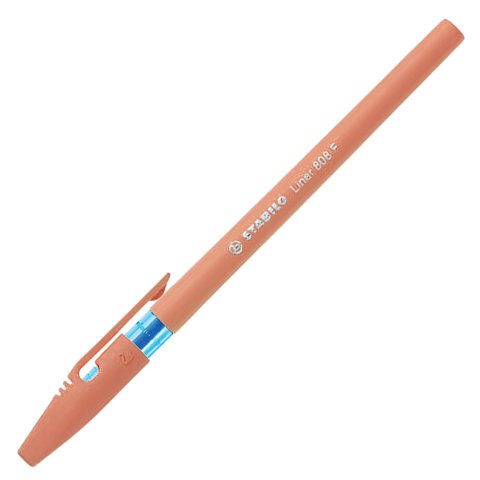 Ручка шариковая STABILO "Liner Pastel", СИНЯЯ, корпус персиковый, узел 0,7 мм, линия письма 0,3 мм, 808FP1041-3