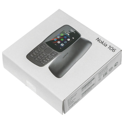 Телефон мобильный NOKIA 106 TA-1114, 2 SIM, 1,8", серый, 16NEBD01A02