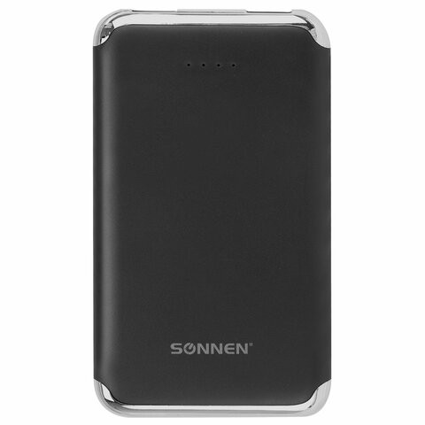 Аккумулятор внешний 6000 mAh SONNEN POWERBANK K611, 2 USB, литий-полимерный, черный, 263029